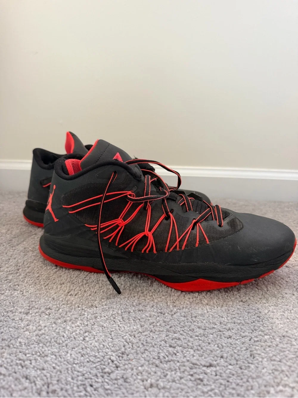 Jordan Black with Red Accents Low-Top Basketball Shoes